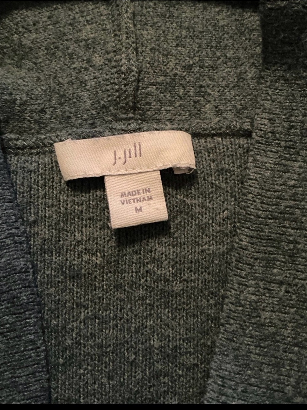 J. Jill Slate Teal V-Neck Hooded Pocket Sweater - Picture 3 of 4